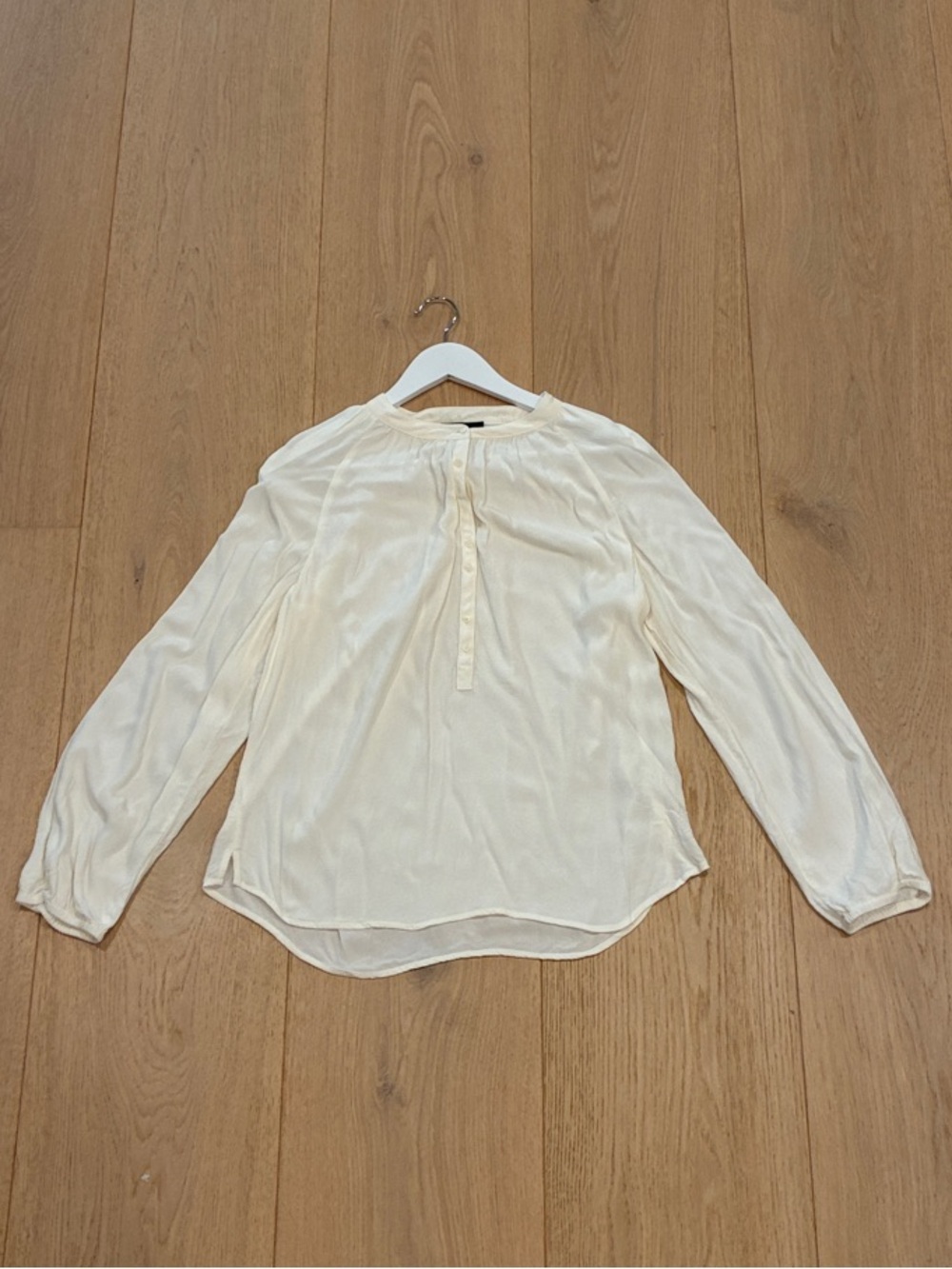 J. Crew Ivory Long-Sleeve Henley Blouse